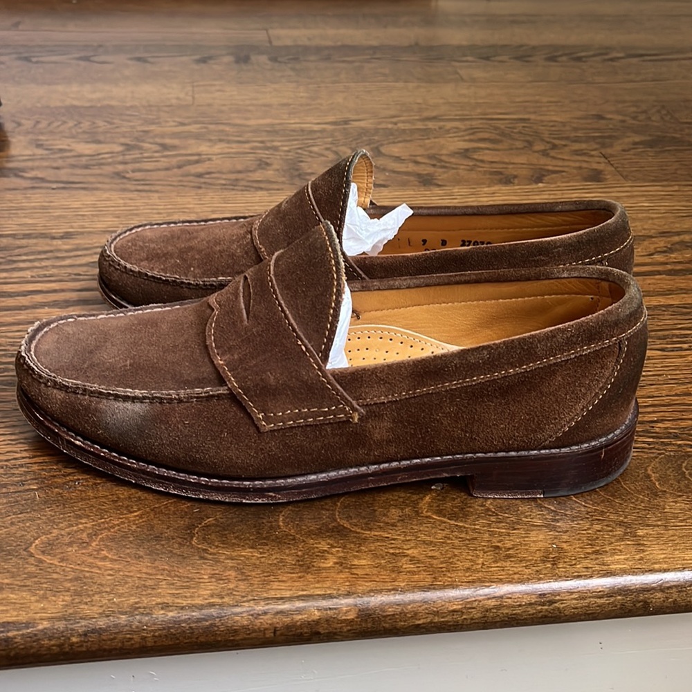Sid Mashburn x Rancourt Hand-Sewn Penny Loafer SZ 9 Chocolate Suede, Made in USA